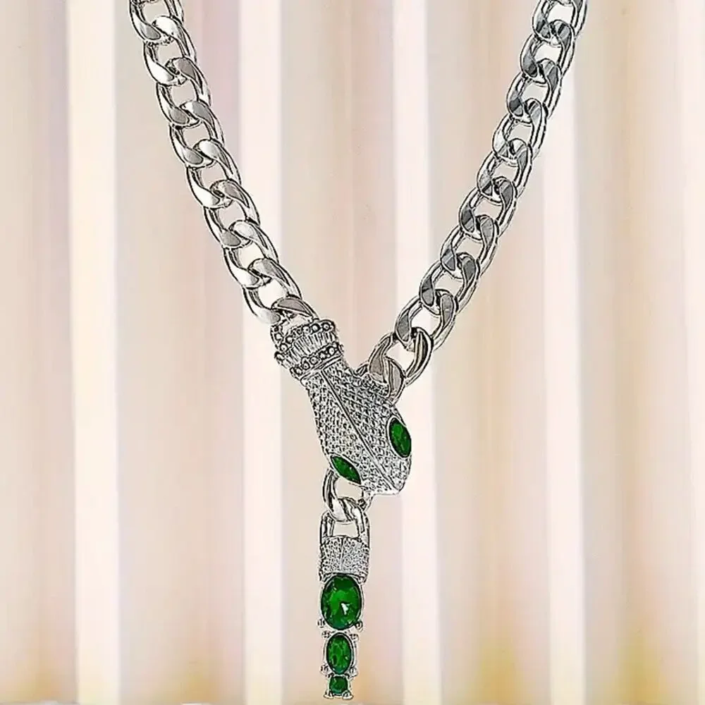 Stainless Steel Snake Choker Necklace Chain Link Sterling Silver Plated
